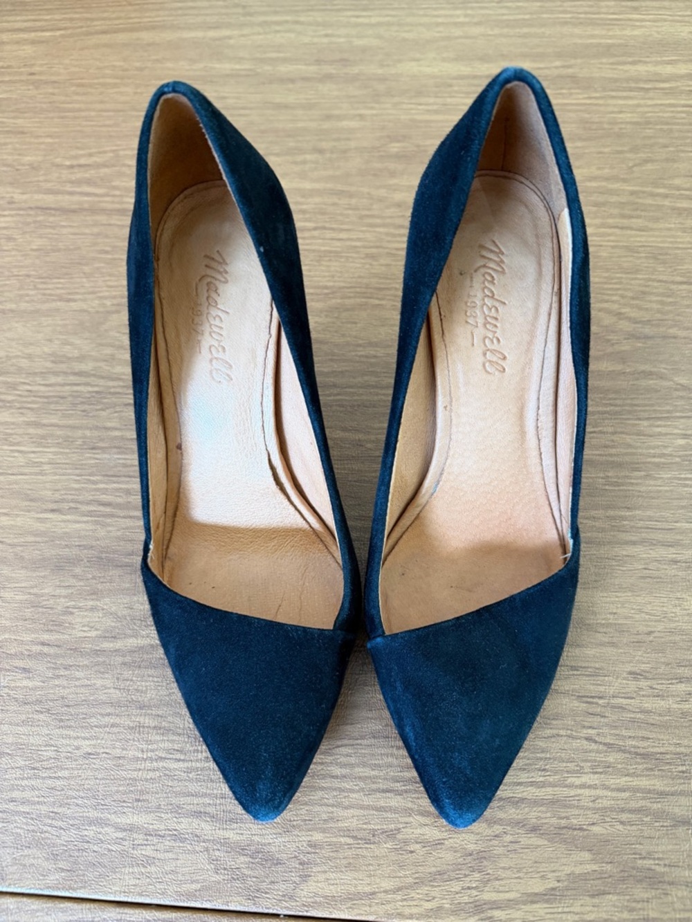 Madewell Black Suede Pointed-Toe Pumps